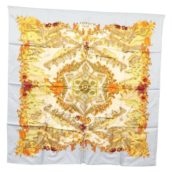 HERMES Carre 90 Scarf ""AU PAYS DE COCAGNE"" Silk Light Blue Auth - Picture 1 of 14